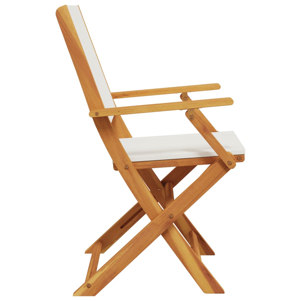 Tuinstoelen 6 st inklapbaar massief hout en stof crèmewit is nu te koop bij PeponiXL, paradijselijk wonen!