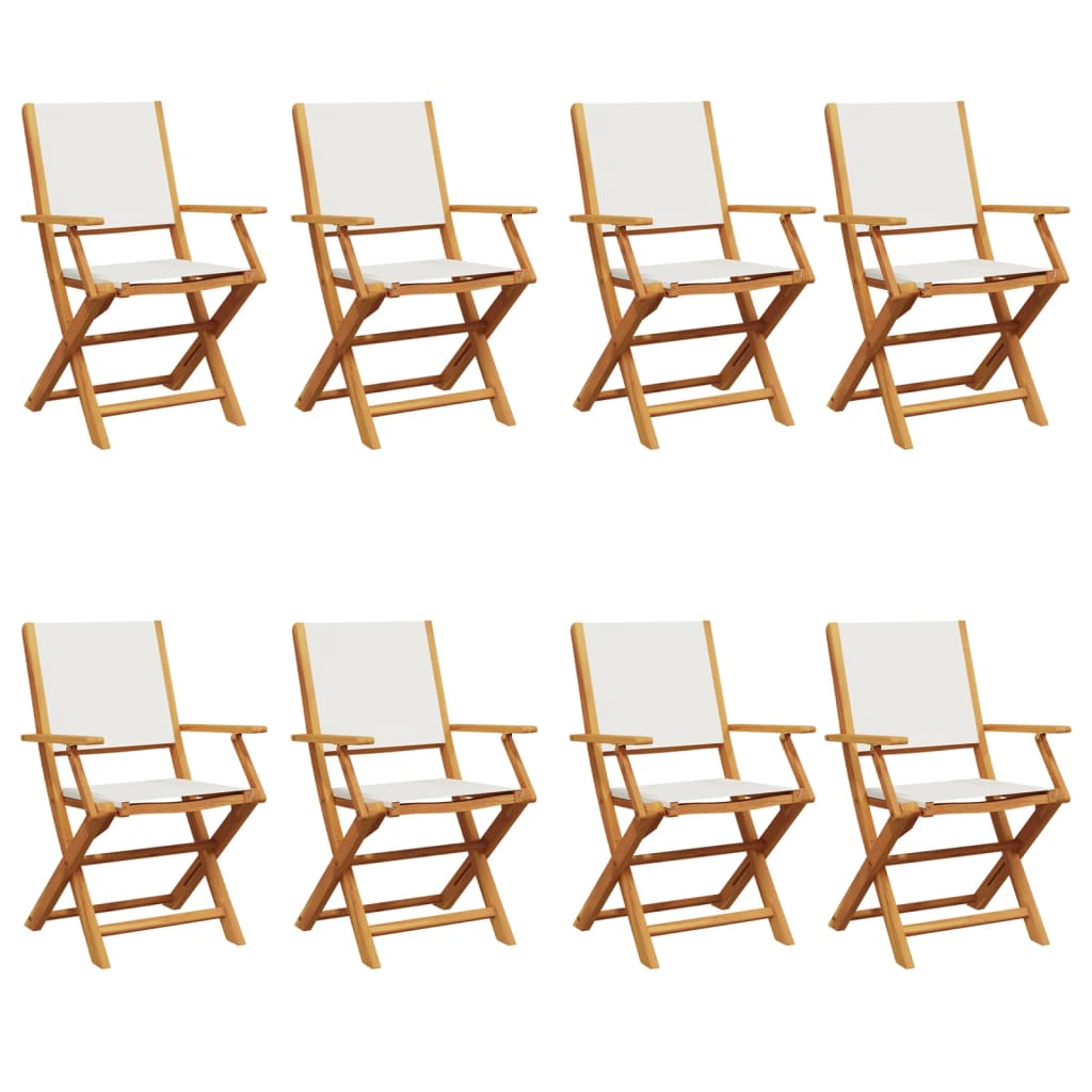Tuinstoelen 8 st inklapbaar massief hout en stof crèmewit is nu te koop bij PeponiXL, paradijselijk wonen!