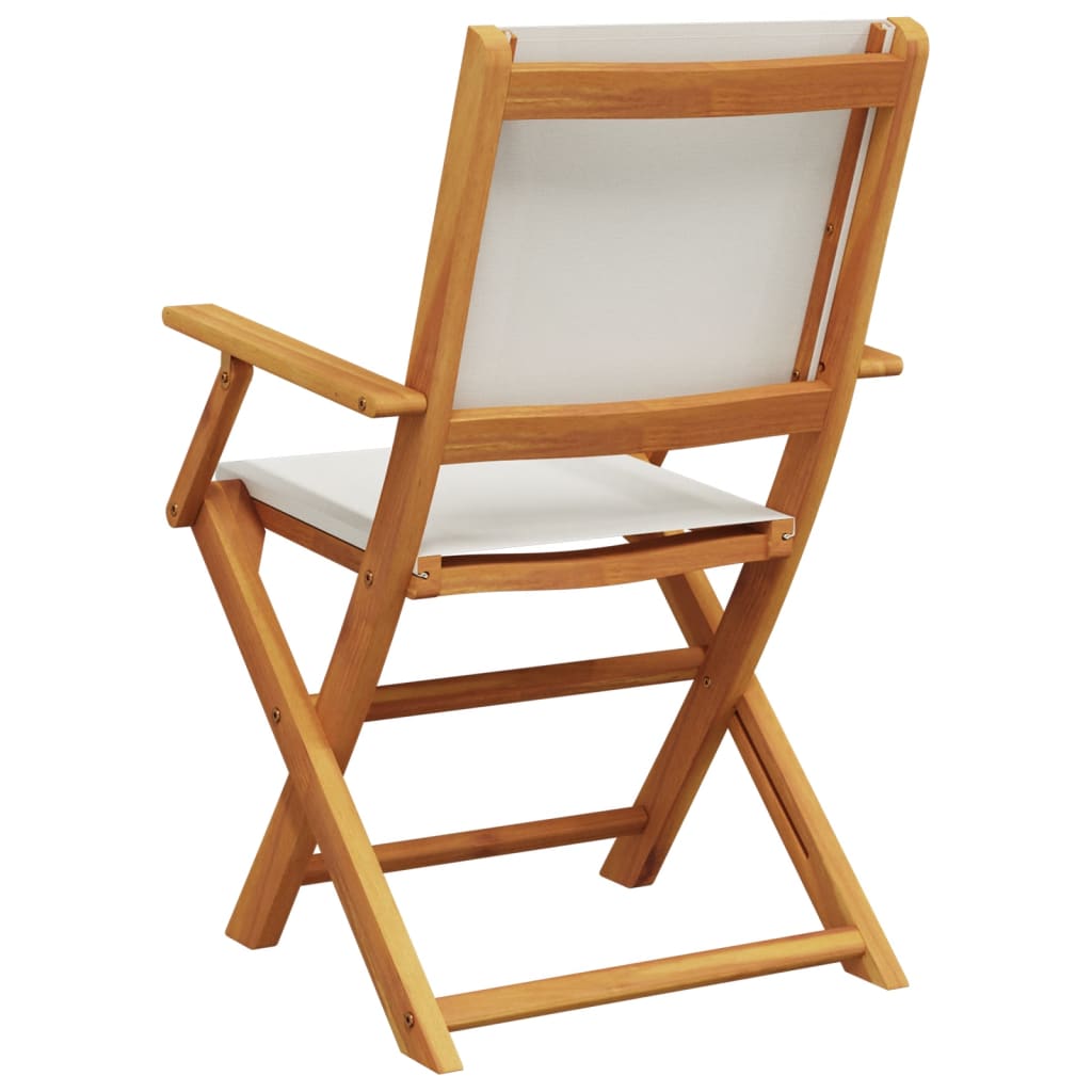 Tuinstoelen 8 st inklapbaar massief hout en stof crèmewit is nu te koop bij PeponiXL, paradijselijk wonen!