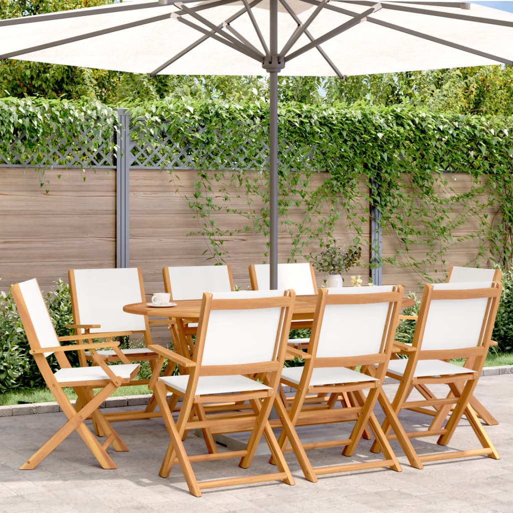 Tuinstoelen 8 st inklapbaar massief hout en stof crèmewit is nu te koop bij PeponiXL, paradijselijk wonen!