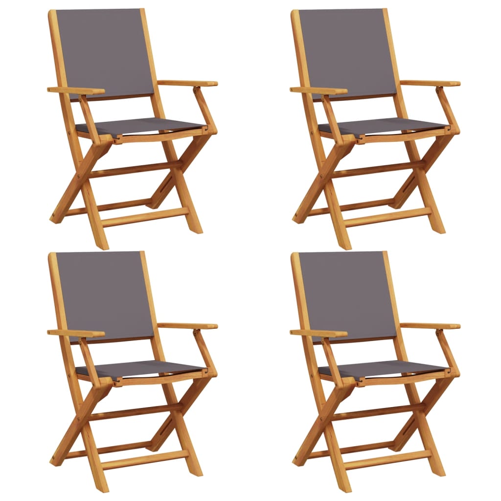 Tuinstoelen 4 st inklapbaar massief hout en stof antracietkleur is nu te koop bij PeponiXL, paradijselijk wonen!
