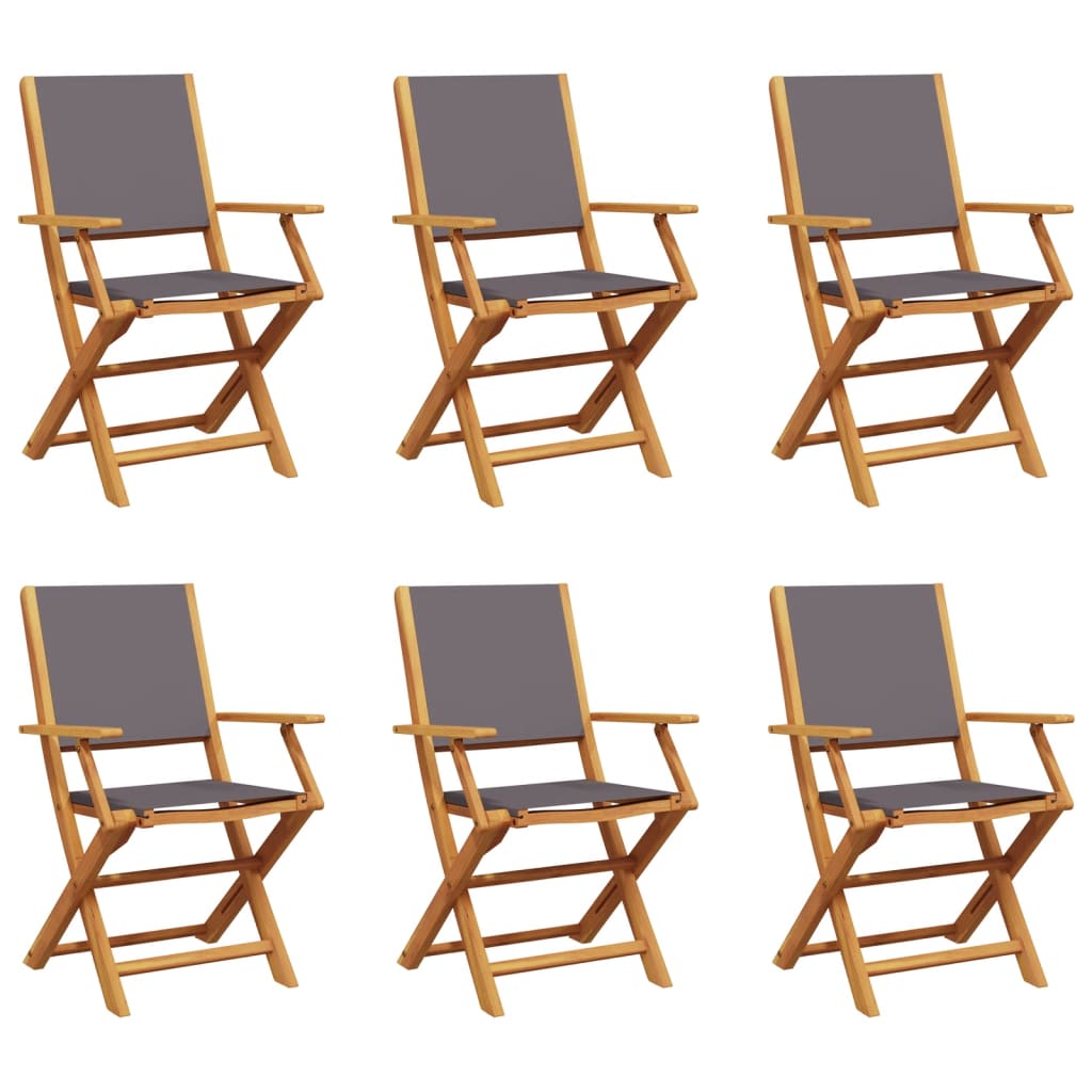 Tuinstoelen 6 st inklapbaar massief hout en stof antracietkleur is nu te koop bij PeponiXL, paradijselijk wonen!