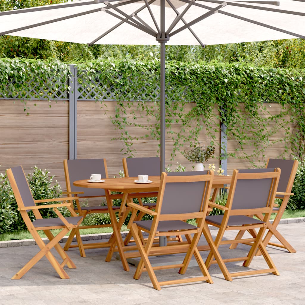 Tuinstoelen 8 st inklapbaar massief hout en stof antracietkleur is nu te koop bij PeponiXL, paradijselijk wonen!