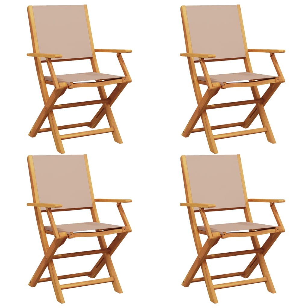 Tuinstoelen 4 st inklapbaar stof en massief hout taupe is nu te koop bij PeponiXL, paradijselijk wonen!