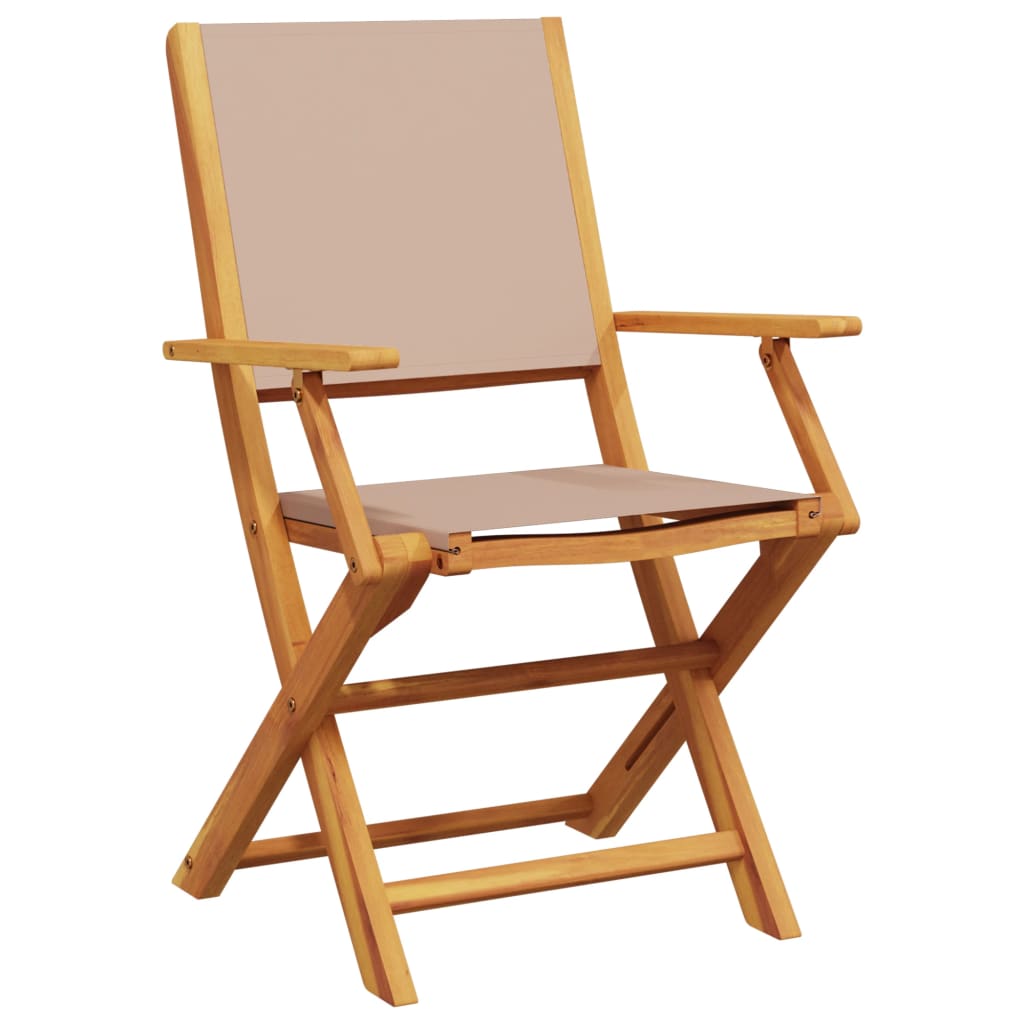 Tuinstoelen 4 st inklapbaar stof en massief hout taupe is nu te koop bij PeponiXL, paradijselijk wonen!