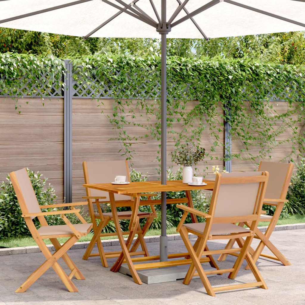 Tuinstoelen 4 st inklapbaar stof en massief hout taupe is nu te koop bij PeponiXL, paradijselijk wonen!
