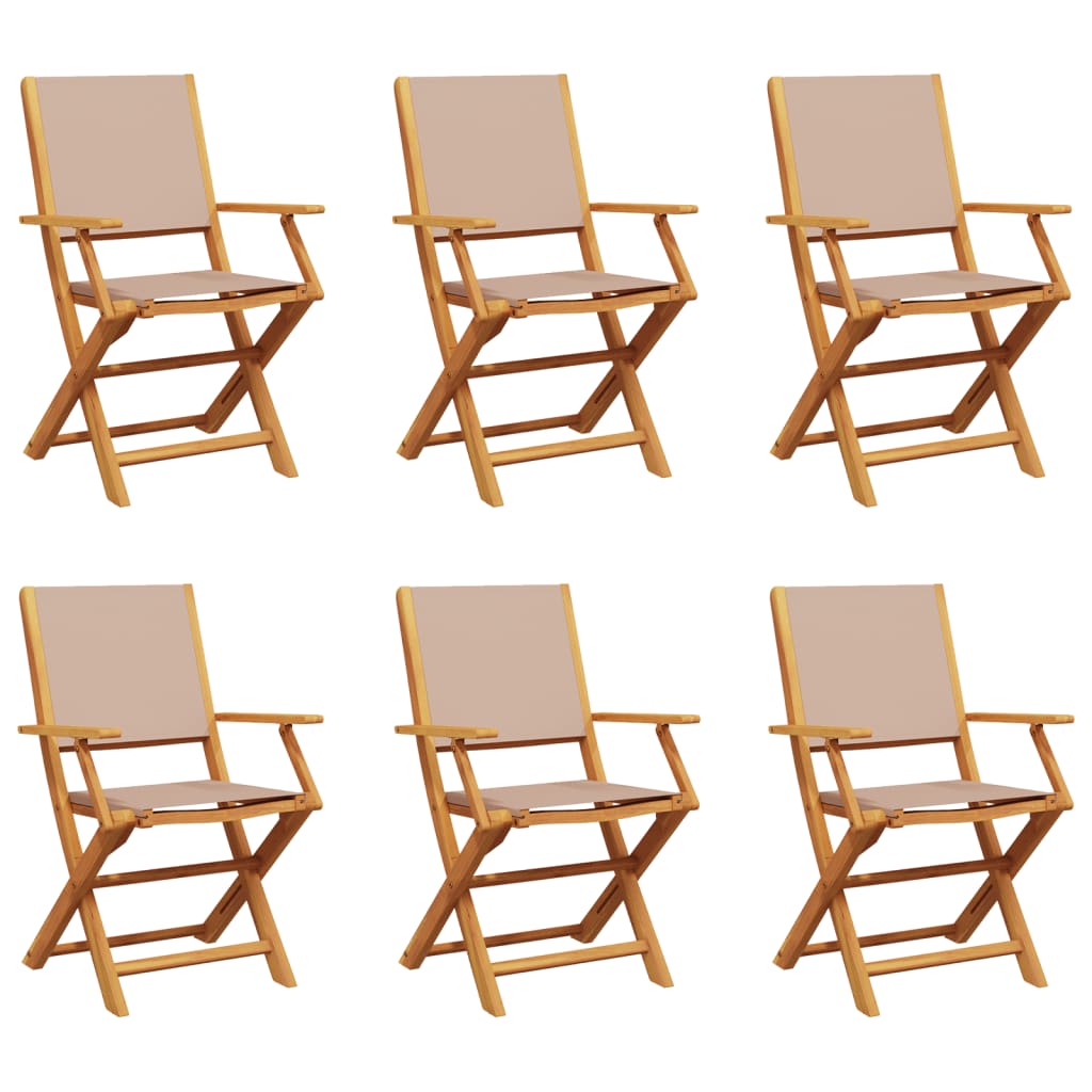 Tuinstoelen 6 st inklapbaar stof en massief hout taupe is nu te koop bij PeponiXL, paradijselijk wonen!