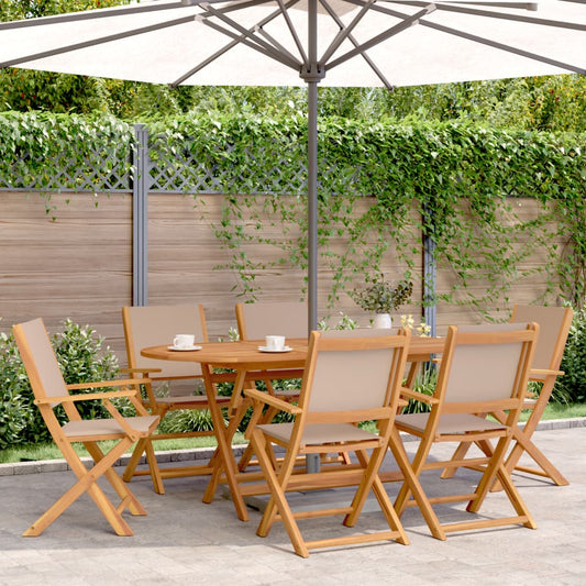 Tuinstoelen 6 st inklapbaar stof en massief hout taupe is nu te koop bij PeponiXL, paradijselijk wonen!