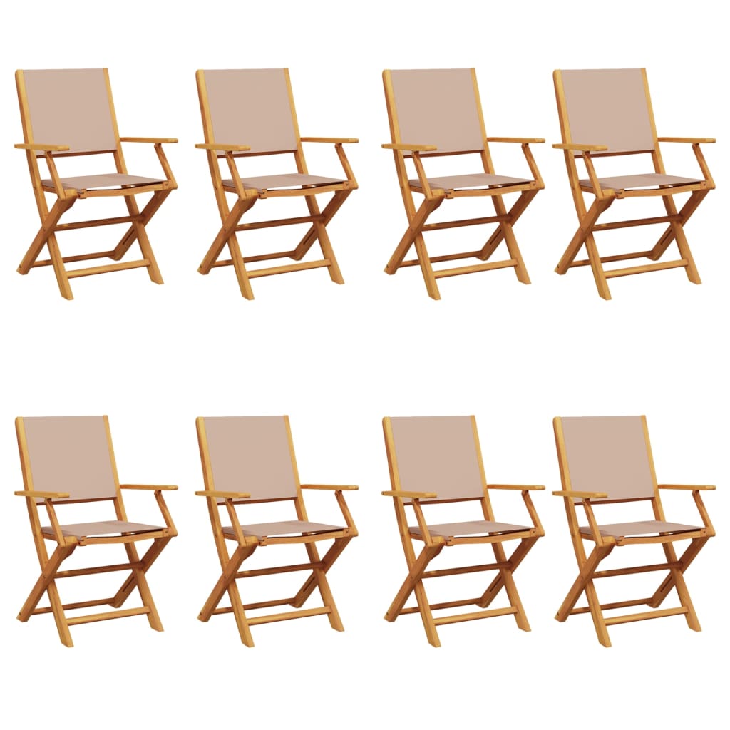 Tuinstoelen 8 st inklapbaar stof en massief hout taupe is nu te koop bij PeponiXL, paradijselijk wonen!