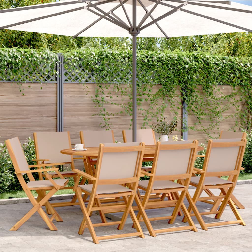 Tuinstoelen 8 st inklapbaar stof en massief hout taupe is nu te koop bij PeponiXL, paradijselijk wonen!