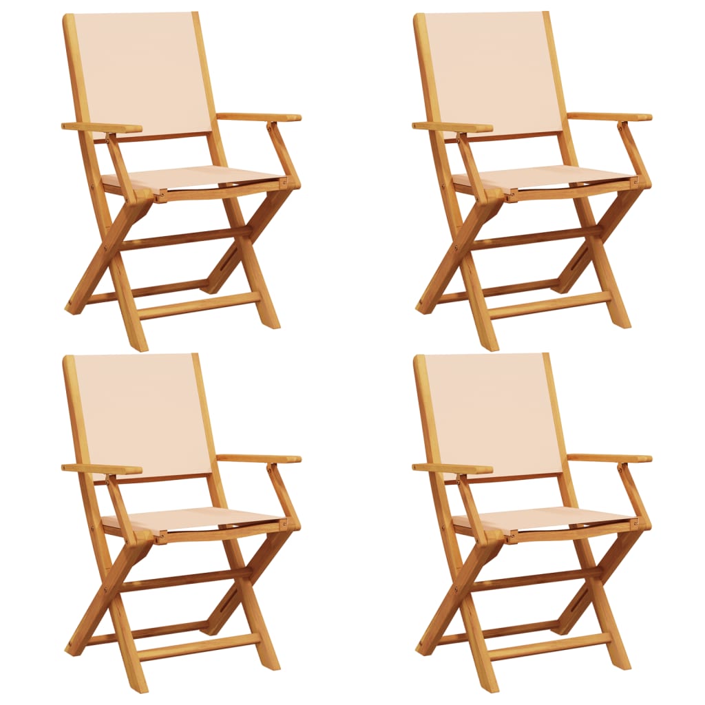 Tuinstoelen 4 st inklapbaar stof en massief hout beige is nu te koop bij PeponiXL, paradijselijk wonen!