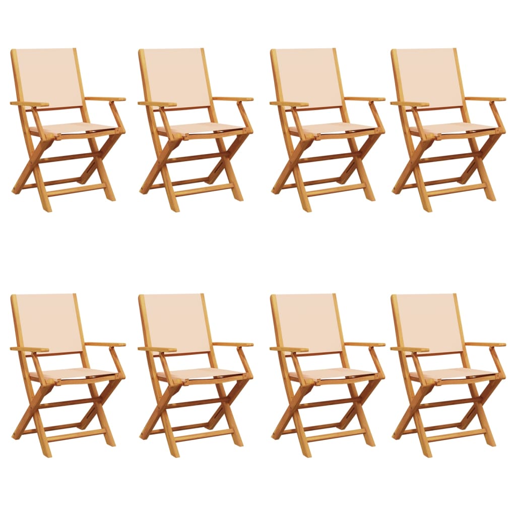 Tuinstoelen 8 st inklapbaar stof en massief hout beige is nu te koop bij PeponiXL, paradijselijk wonen!