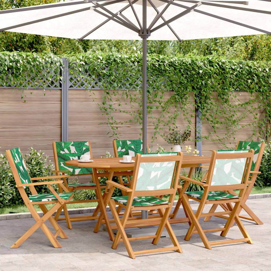 Tuinstoelen 6 st inklapbaar stof en massief hout groen is nu te koop bij PeponiXL, paradijselijk wonen!