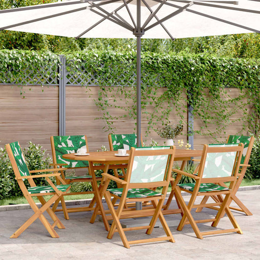 Tuinstoelen 6 st inklapbaar stof en massief hout groen is nu te koop bij PeponiXL, paradijselijk wonen!
