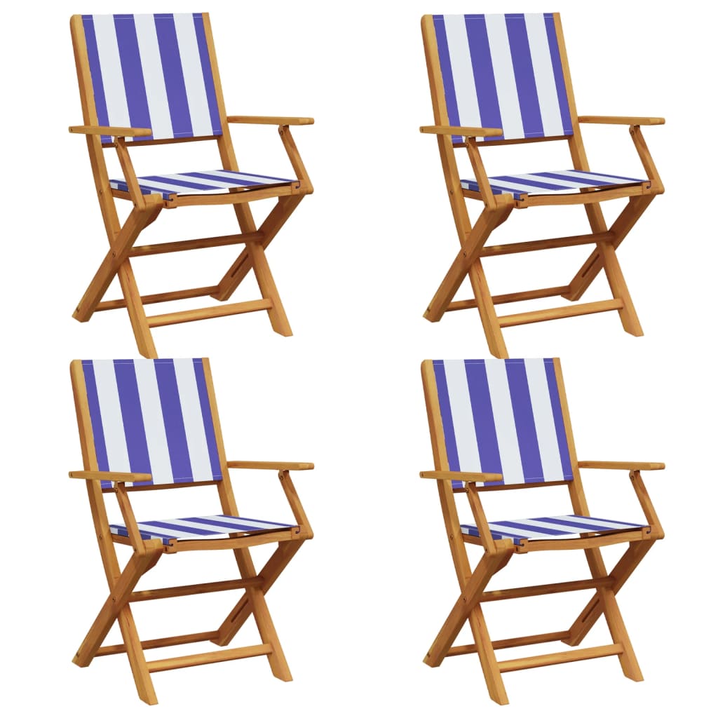 Tuinstoelen 4 st inklapbaar stof en massief hout blauw en wit is nu te koop bij PeponiXL, paradijselijk wonen!