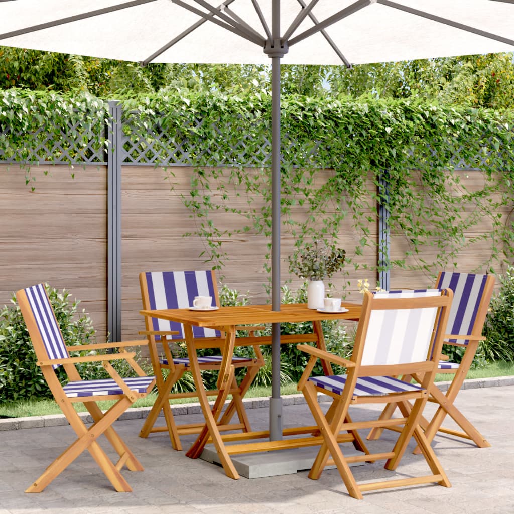 Tuinstoelen 4 st inklapbaar stof en massief hout blauw en wit is nu te koop bij PeponiXL, paradijselijk wonen!