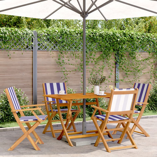 Tuinstoelen 4 st inklapbaar stof en massief hout blauw en wit is nu te koop bij PeponiXL, paradijselijk wonen!