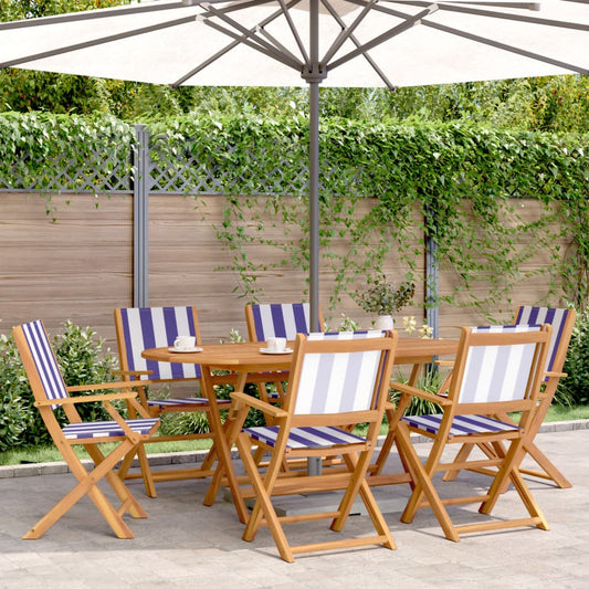 Tuinstoelen 6 st inklapbaar stof en massief hout blauw en wit is nu te koop bij PeponiXL, paradijselijk wonen!