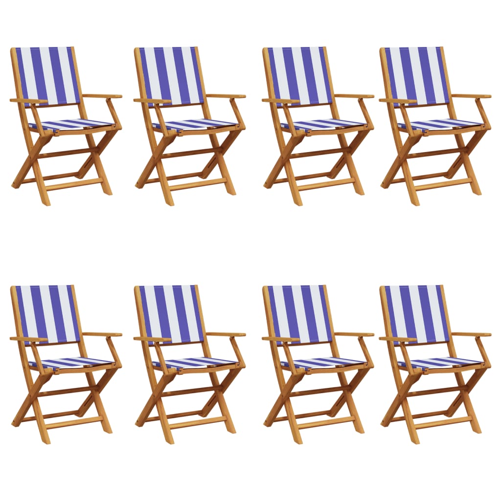 Tuinstoelen 8 st inklapbaar stof en massief hout blauw en wit is nu te koop bij PeponiXL, paradijselijk wonen!