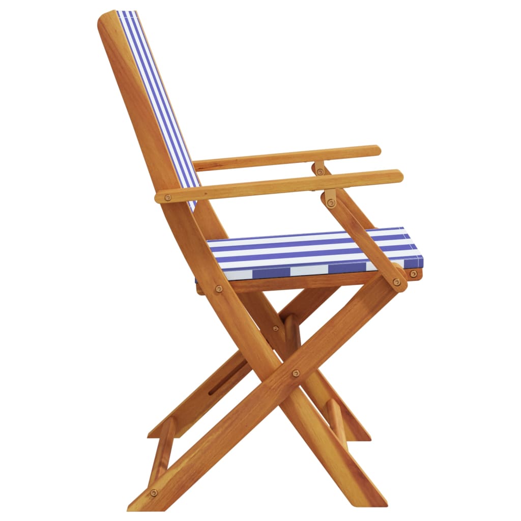 Tuinstoelen 8 st inklapbaar stof en massief hout blauw en wit is nu te koop bij PeponiXL, paradijselijk wonen!