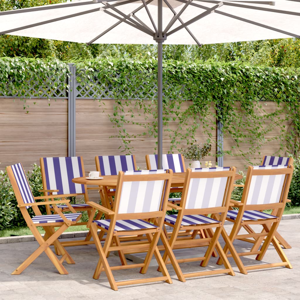 Tuinstoelen 8 st inklapbaar stof en massief hout blauw en wit is nu te koop bij PeponiXL, paradijselijk wonen!