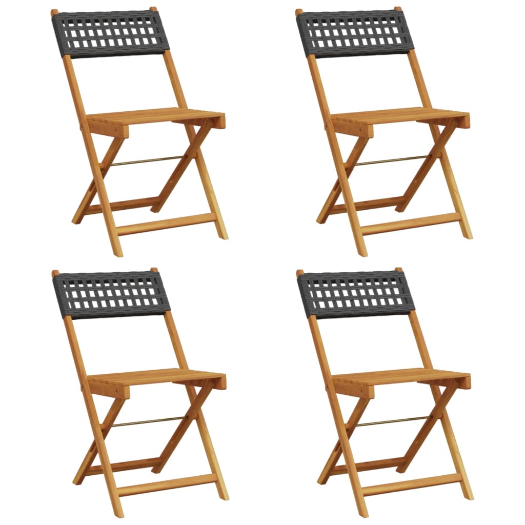 Tuinstoelen 4 st inklapbaar poly rattan en massief hout zwart is nu te koop bij PeponiXL, paradijselijk wonen!