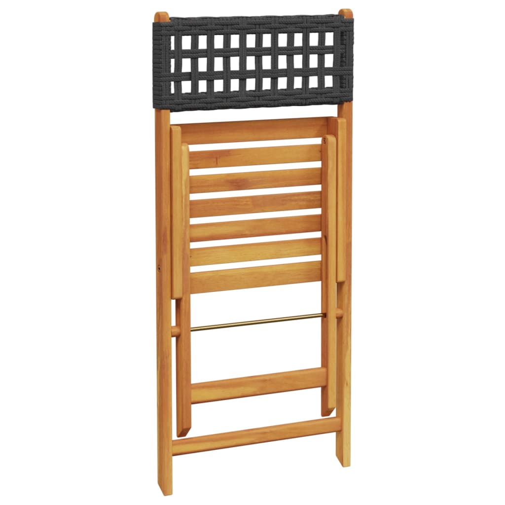 Tuinstoelen 4 st inklapbaar poly rattan en massief hout zwart is nu te koop bij PeponiXL, paradijselijk wonen!