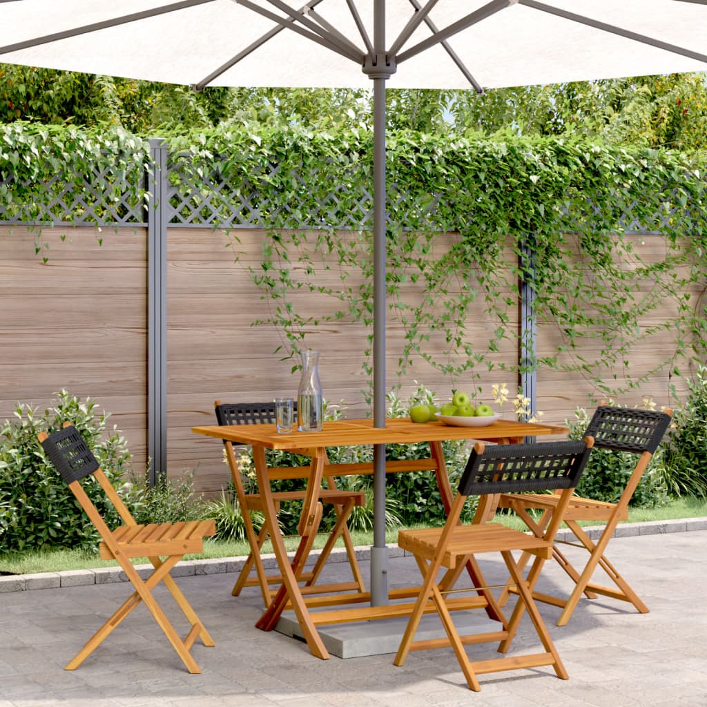 Tuinstoelen 4 st inklapbaar poly rattan en massief hout zwart is nu te koop bij PeponiXL, paradijselijk wonen!