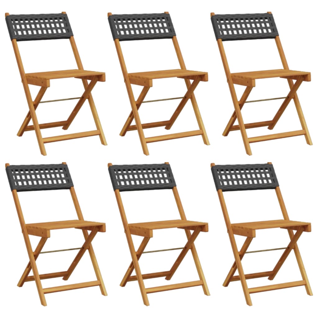 Tuinstoelen 6 st inklapbaar poly rattan en massief hout zwart is nu te koop bij PeponiXL, paradijselijk wonen!