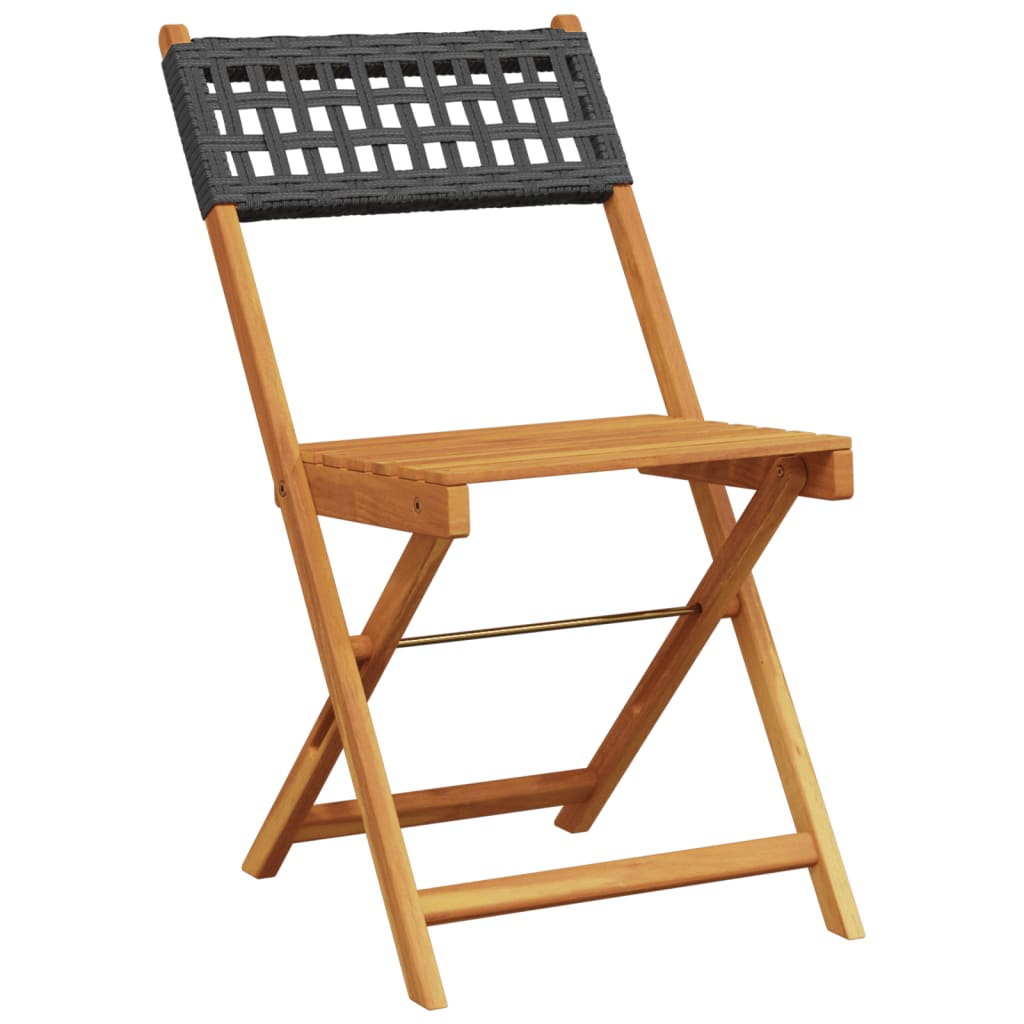 Tuinstoelen 6 st inklapbaar poly rattan en massief hout zwart is nu te koop bij PeponiXL, paradijselijk wonen!