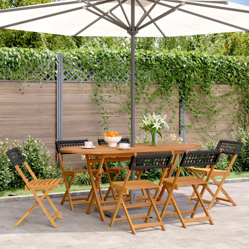 Tuinstoelen 6 st inklapbaar poly rattan en massief hout zwart is nu te koop bij PeponiXL, paradijselijk wonen!
