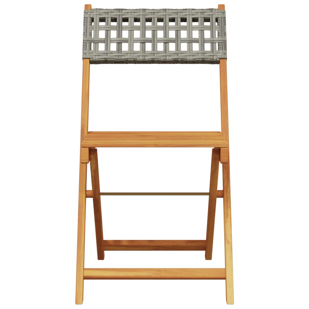 Tuinstoelen 4 st inklapbaar poly rattan en massief hout grijs is nu te koop bij PeponiXL, paradijselijk wonen!