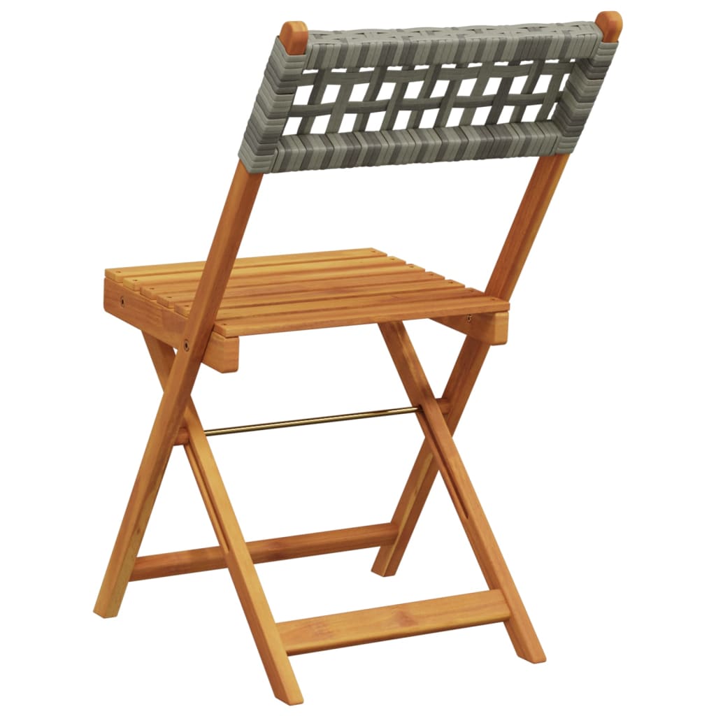 Tuinstoelen 4 st inklapbaar poly rattan en massief hout grijs is nu te koop bij PeponiXL, paradijselijk wonen!