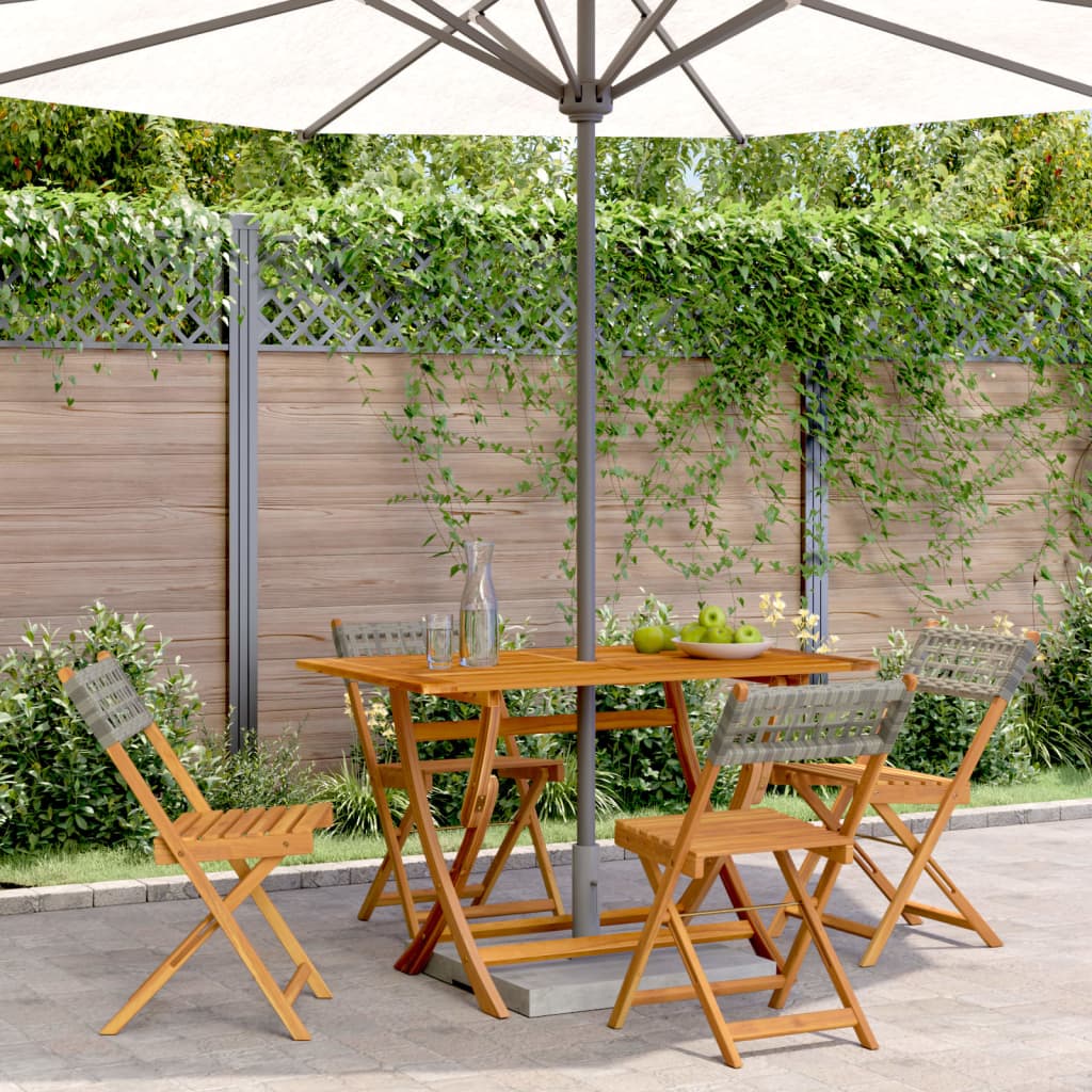 Tuinstoelen 4 st inklapbaar poly rattan en massief hout grijs is nu te koop bij PeponiXL, paradijselijk wonen!