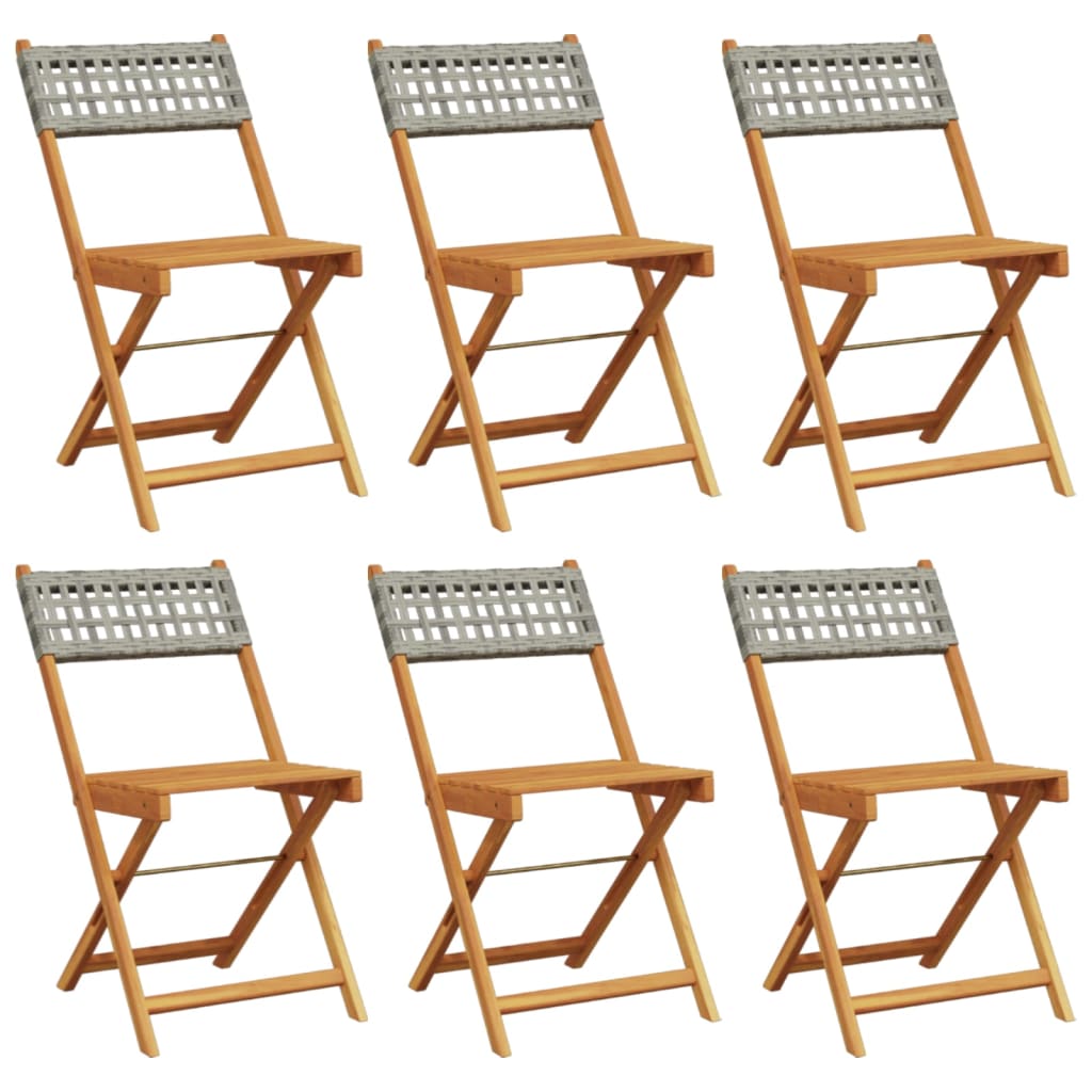 Tuinstoelen 6 st inklapbaar poly rattan en massief hout grijs is nu te koop bij PeponiXL, paradijselijk wonen!