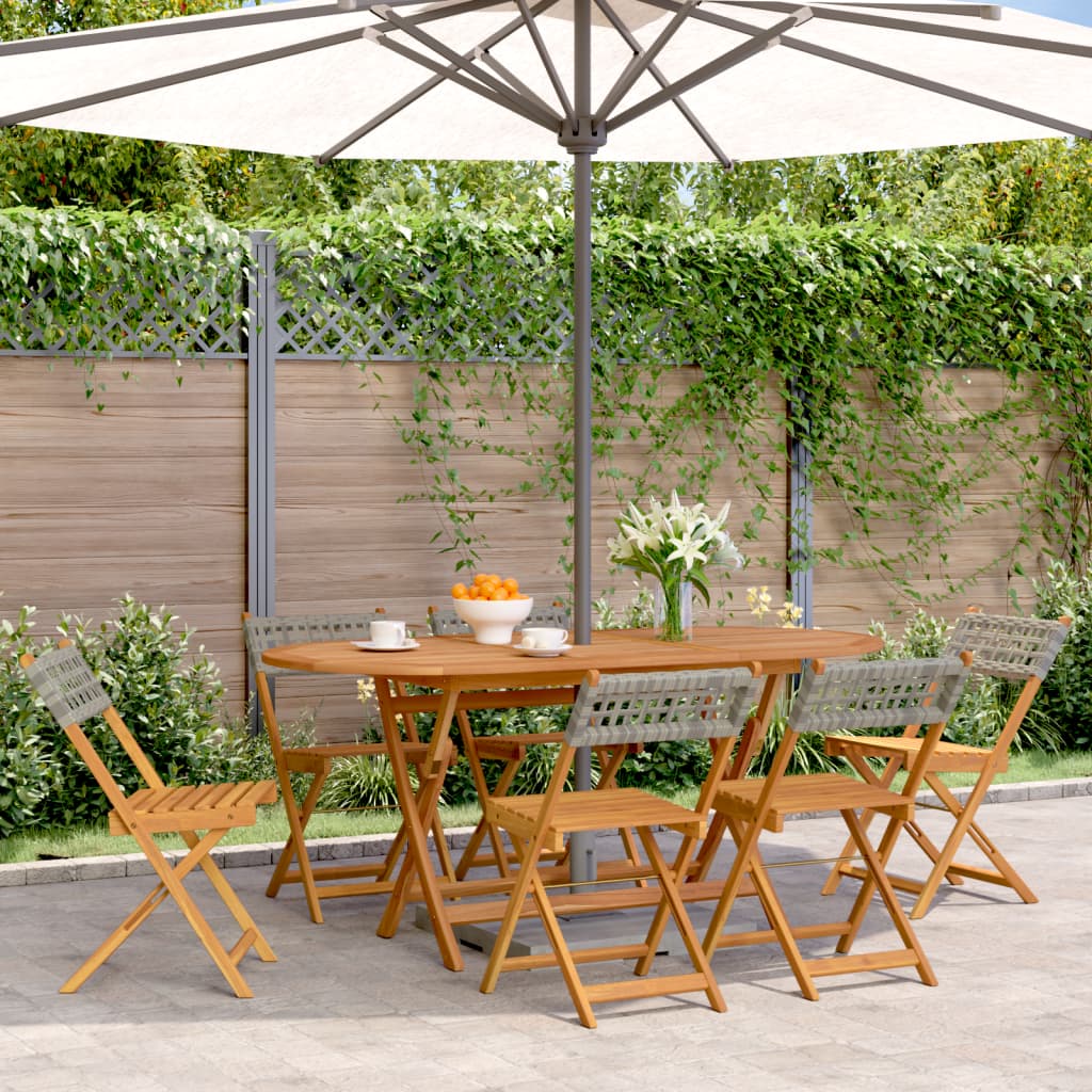 Tuinstoelen 6 st inklapbaar poly rattan en massief hout grijs is nu te koop bij PeponiXL, paradijselijk wonen!