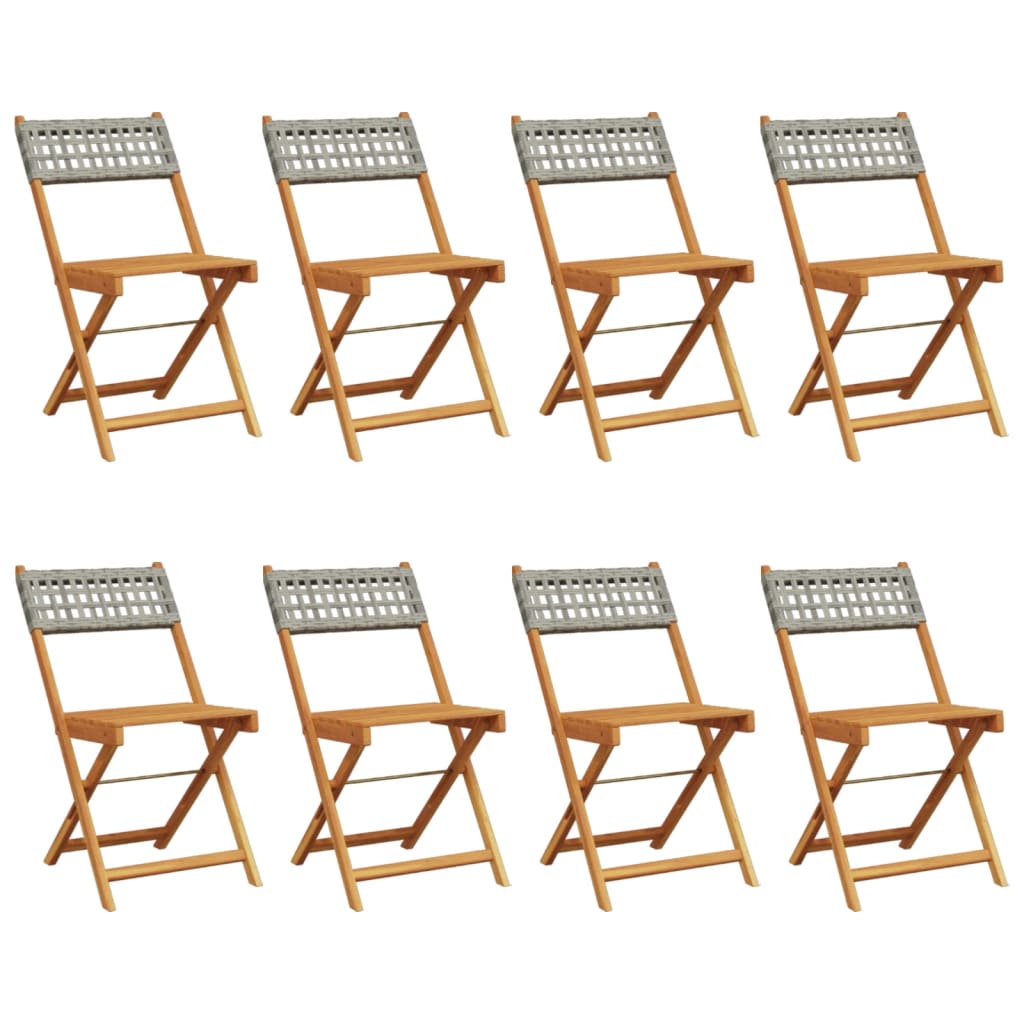 Tuinstoelen 8 st inklapbaar poly rattan en massief hout grijs is nu te koop bij PeponiXL, paradijselijk wonen!