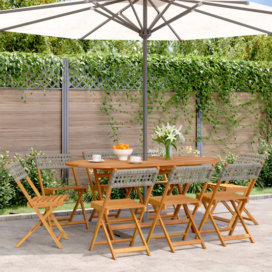 Tuinstoelen 8 st inklapbaar poly rattan en massief hout grijs is nu te koop bij PeponiXL, paradijselijk wonen!