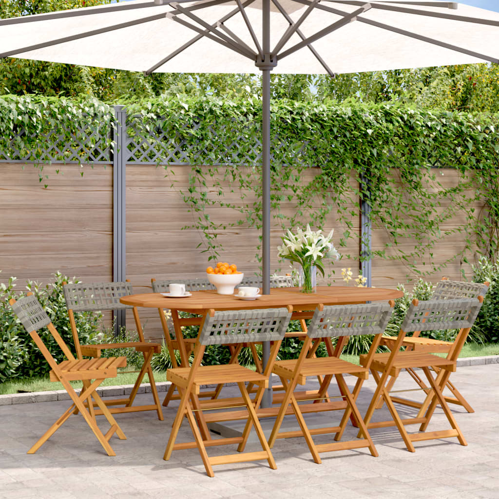 Tuinstoelen 8 st inklapbaar poly rattan en massief hout grijs is nu te koop bij PeponiXL, paradijselijk wonen!