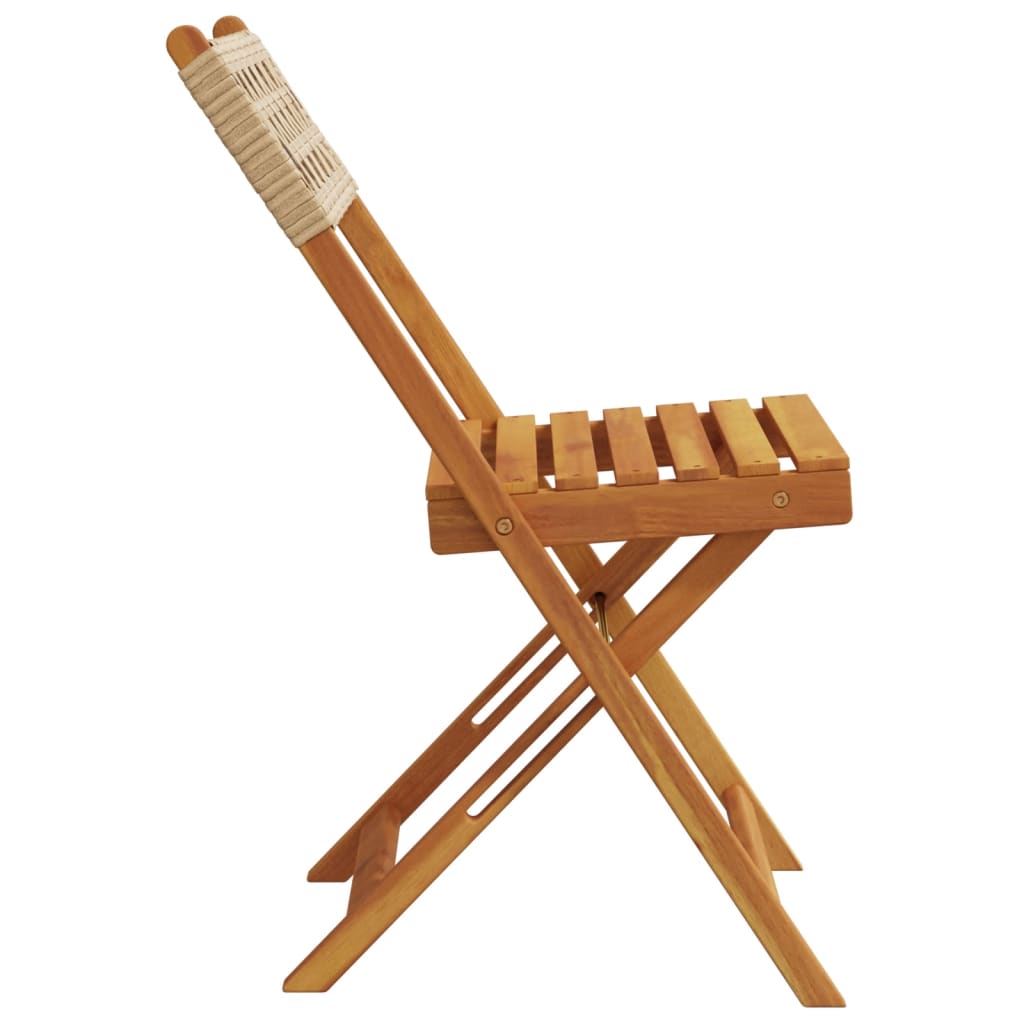 Tuinstoelen 4 st inklapbaar poly rattan en massief hout beige is nu te koop bij PeponiXL, paradijselijk wonen!