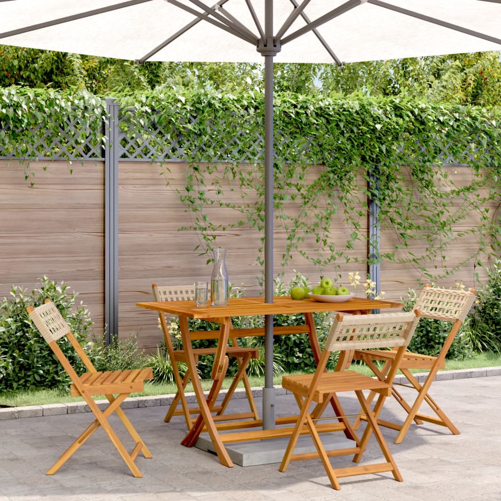 Tuinstoelen 4 st inklapbaar poly rattan en massief hout beige is nu te koop bij PeponiXL, paradijselijk wonen!
