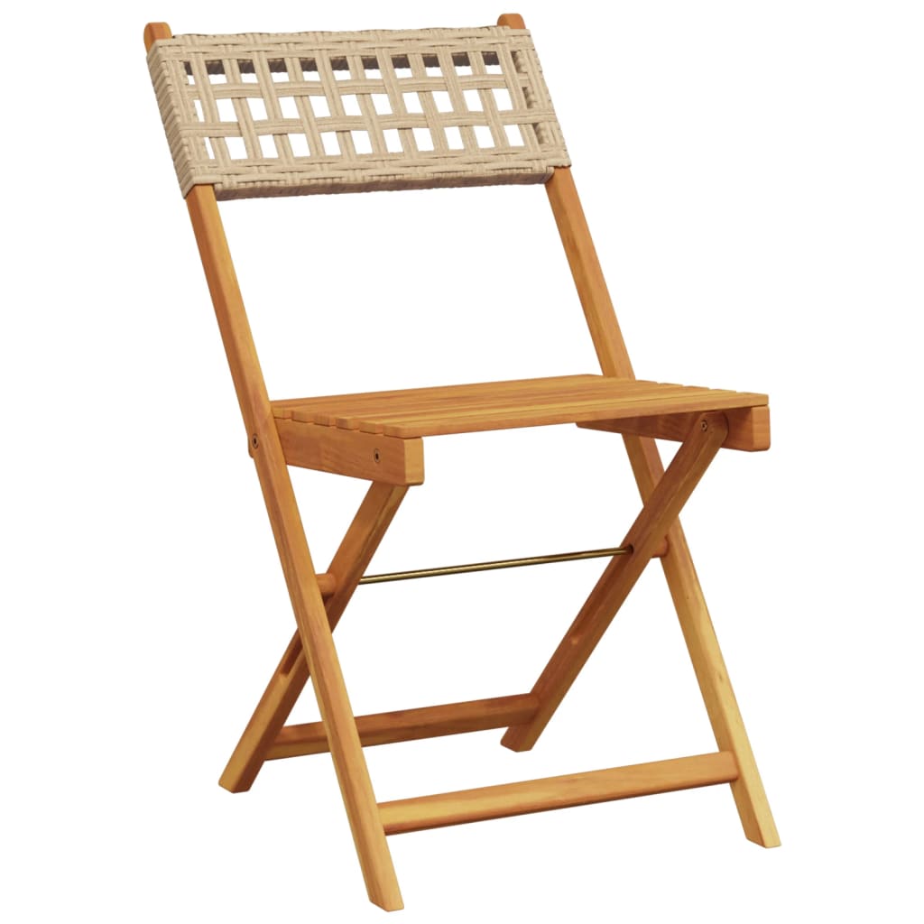 Tuinstoelen 6 st inklapbaar poly rattan en massief hout beige is nu te koop bij PeponiXL, paradijselijk wonen!
