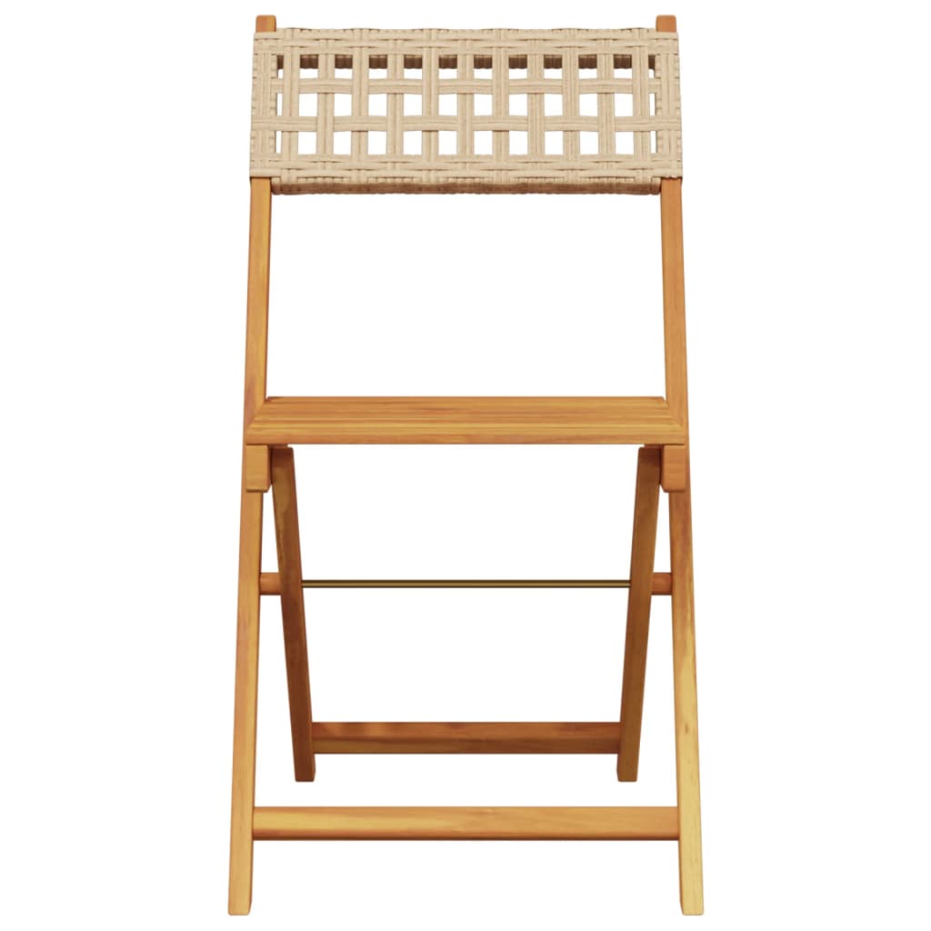 Tuinstoelen 6 st inklapbaar poly rattan en massief hout beige is nu te koop bij PeponiXL, paradijselijk wonen!