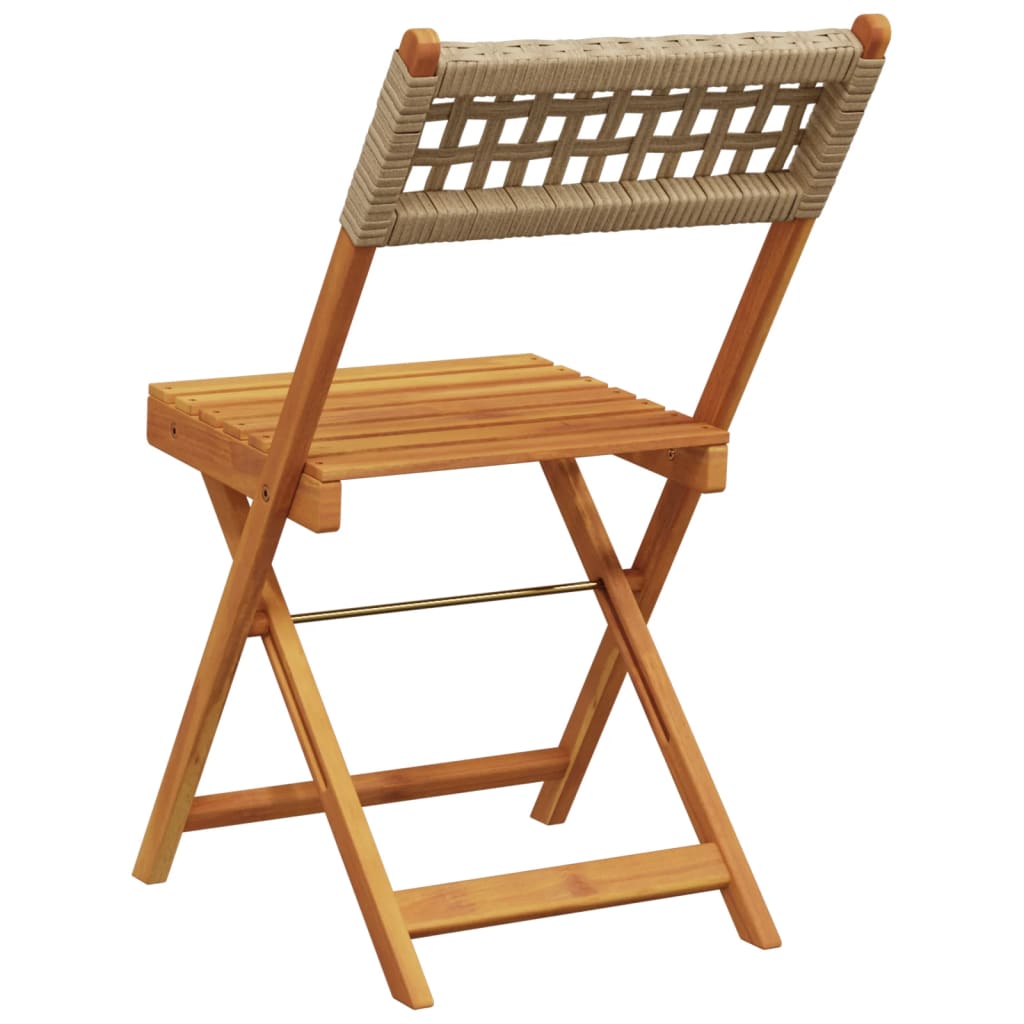 Tuinstoelen 6 st inklapbaar poly rattan en massief hout beige is nu te koop bij PeponiXL, paradijselijk wonen!