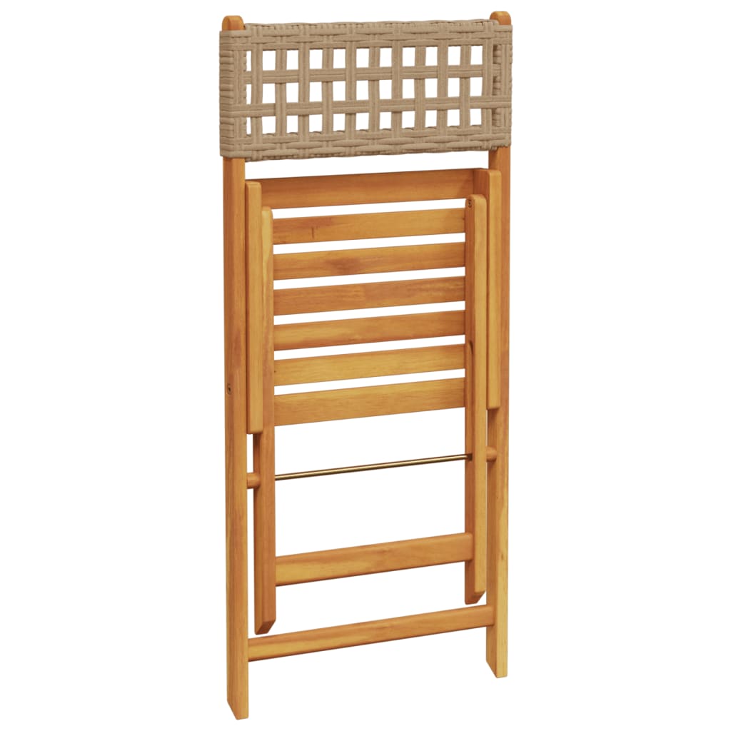 Tuinstoelen 8 st inklapbaar poly rattan en massief hout beige is nu te koop bij PeponiXL, paradijselijk wonen!