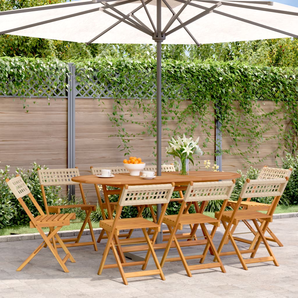 Tuinstoelen 8 st inklapbaar poly rattan en massief hout beige is nu te koop bij PeponiXL, paradijselijk wonen!