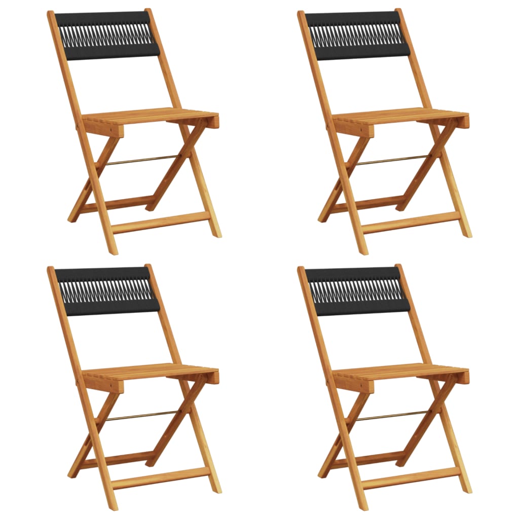 Tuinstoelen 4 st inklapbaar massief acaciahout zwart is nu te koop bij PeponiXL, paradijselijk wonen!