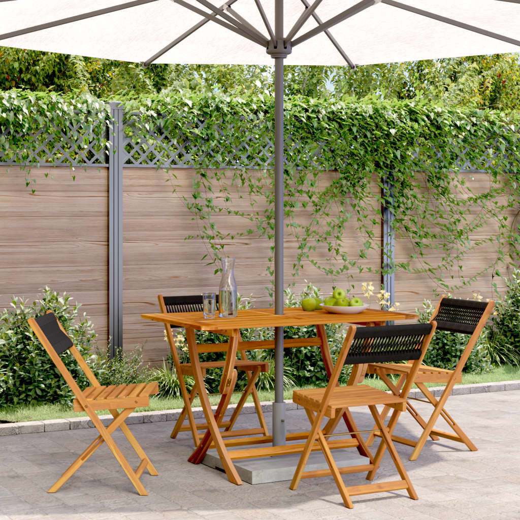 Tuinstoelen 4 st inklapbaar massief acaciahout zwart is nu te koop bij PeponiXL, paradijselijk wonen!