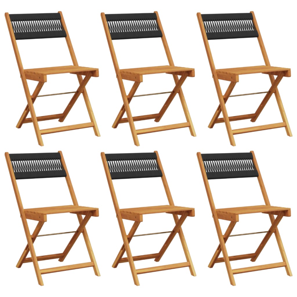 Tuinstoelen 6 st inklapbaar massief acaciahout zwart is nu te koop bij PeponiXL, paradijselijk wonen!