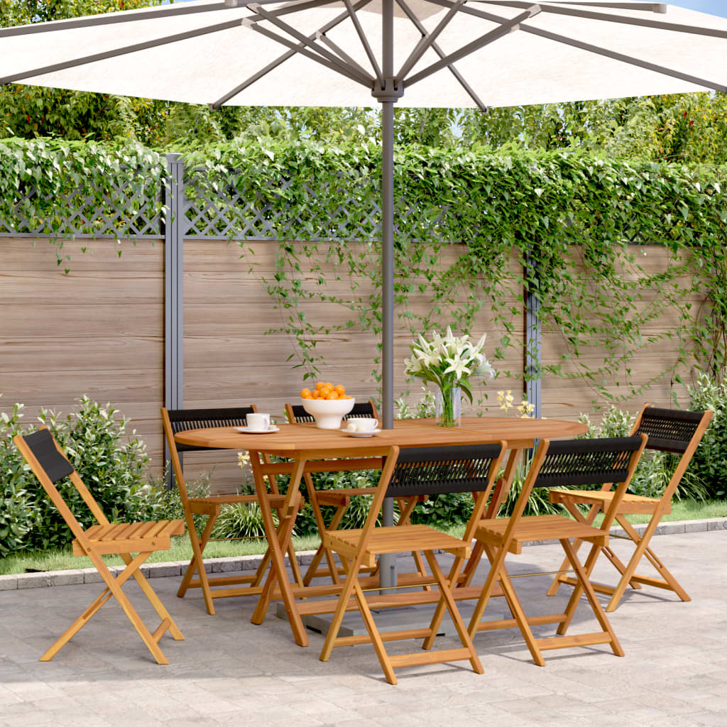 Tuinstoelen 6 st inklapbaar massief acaciahout zwart is nu te koop bij PeponiXL, paradijselijk wonen!